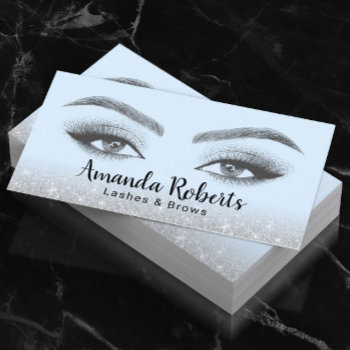 Lashes & Brows Microblading Blue & Silver Glitter  Business Card by cardfactory at Zazzle