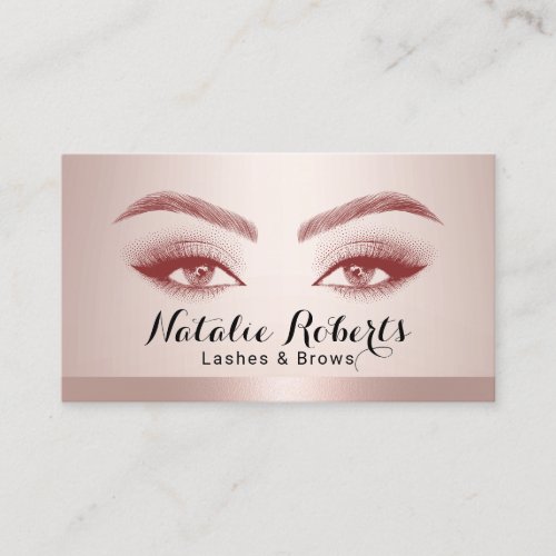 Lashes  Brows Microblading Blush Rose Gold Border Business Card