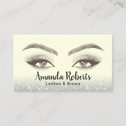 Lashes  Brows Microblading Pastel Yellow Salon Business Card