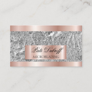 Lashes & Brows Microblading Pink & Silver Glitter Business Card