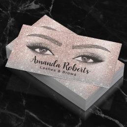 Lashes &amp; Brows Microblading Salon Blush Rose Gold Business Card