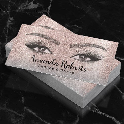 Lashes  Brows Microblading Salon Blush Rose Gold Business Card
