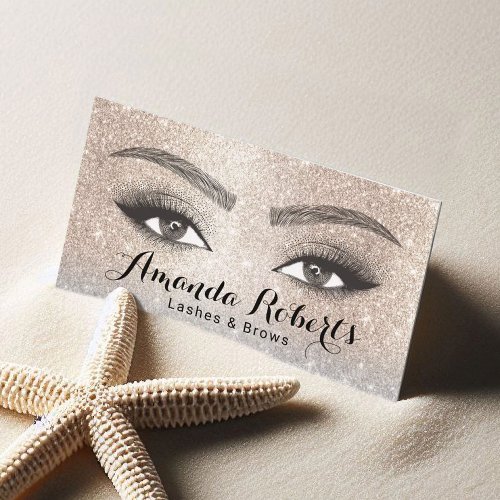 Lashes  Brows Microblading Salon Luxury Gold Business Card
