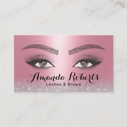 Lashes  Brows Microblading Salon Modern Pink Business Card