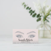 Lashes & Brows Microblading Trendy Cream & Gray Business Card (Standing Front)