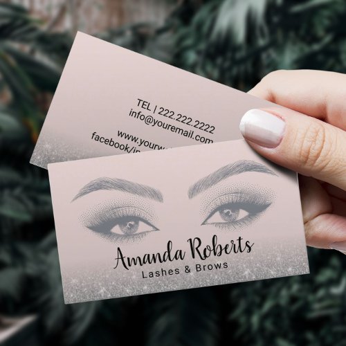 Lashes  Brows Microblading Trendy Cream  Gray Business Card