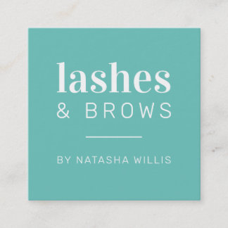 LASHES & BROWS modern minimalist mint green black Square Business Card