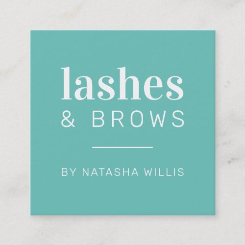 LASHES  BROWS modern minimalist mint green black Square Business Card