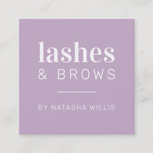 LASHES  BROWS modern minimalist purple black Square Business Card