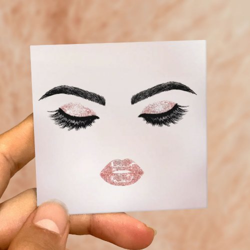 Lashes Brows Rose Gold Lips Makeup Artist Pearl Square Business Card