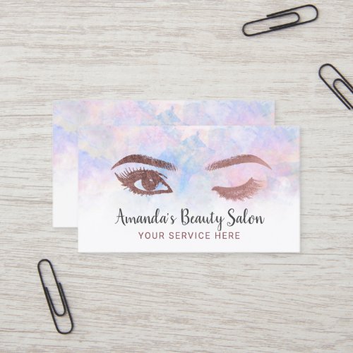 Lashes  Brows Salon Makeup Artist Watercolor Business Card