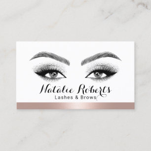 Lashes & Brows Salon Rose Gold Border Social Media Business Card