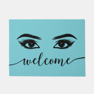 Lashes & Brows Turquoise Beauty Salon Welcome Doormat