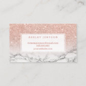 Lashes brows typography rose gold glitter marble business card (Back)