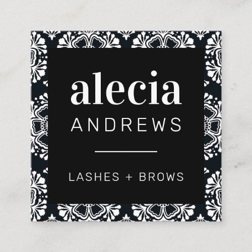 LASHES  BROWS vintage elegant classy black white Square Business Card