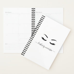 Lashes Business Minimalist Black White Elegant Planner