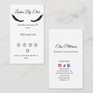 lashes by add name contact info 20% off loyalty ca card