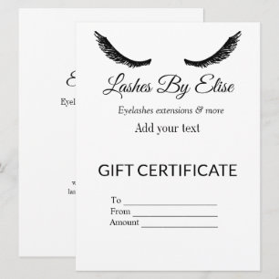 lashes by add name contact info social media gift