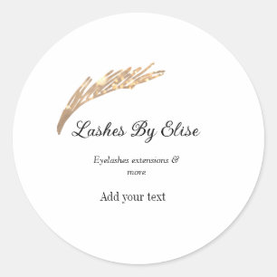 lashes by add name contact info social media websi classic round sticker
