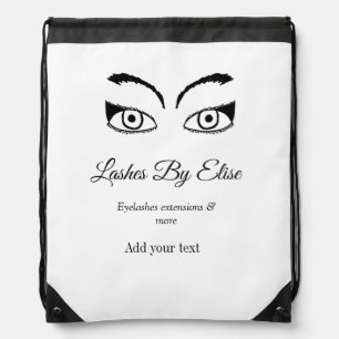 lashes by add name contact info social media websi drawstring bag