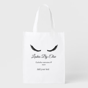 lashes by add name contact info social media websi grocery bag