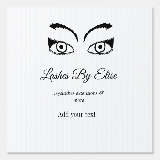 lashes by add name contact info social media websi sign (Front)