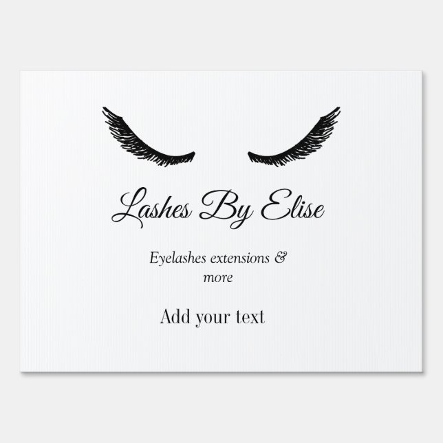 lashes by add name contact info social media websi sign (Front)