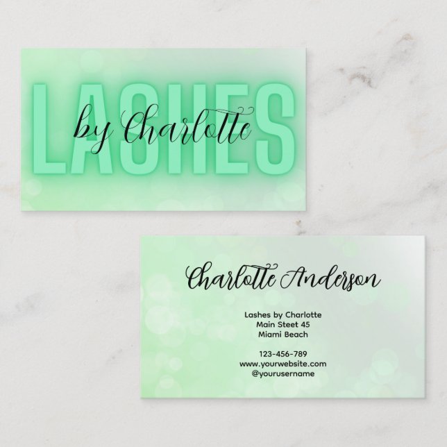 Lashes by  Green Business Card (Front/Back)