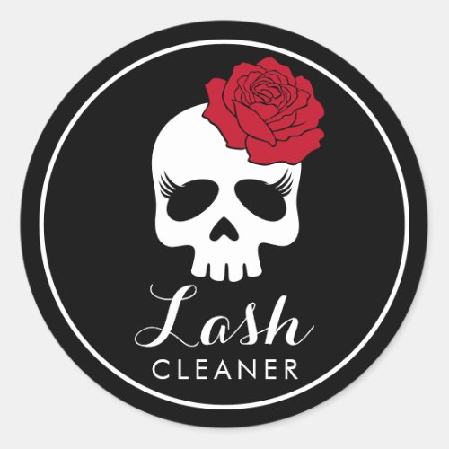 Lashes Cleaner Floral Beauty Skull Eyelash Salon Classic Round Sticker