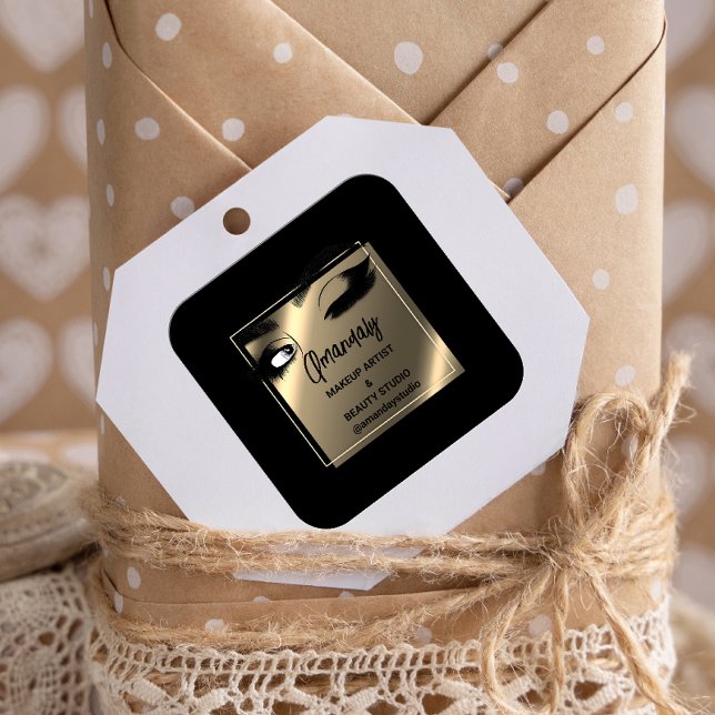 Lashes Cleaner Makeup Beauty Shop Thank BlackWhite Square Sticker (Creator Uploaded)