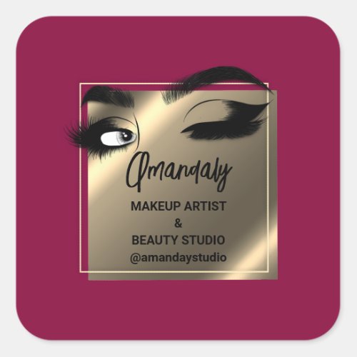 Lashes Cleaner Makeup Beauty Shop Thank Marsala Square Sticker