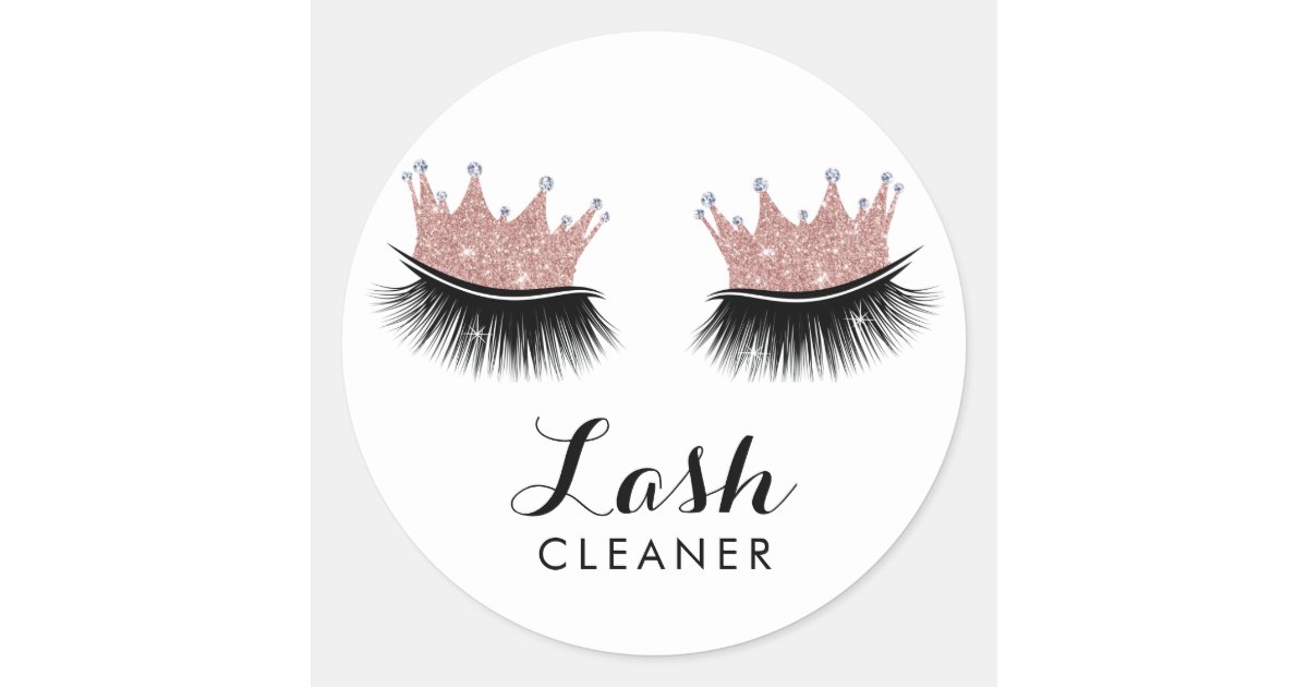 Lashes Cleaner Modern Rose Gold Crown Eyelash Classic Round Sticker | Zazzle.com
