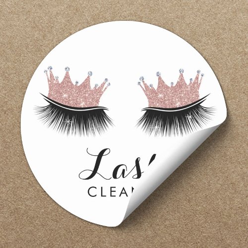 Lashes Cleaner Modern Rose Gold Crown Eyelash Classic Round Sticker