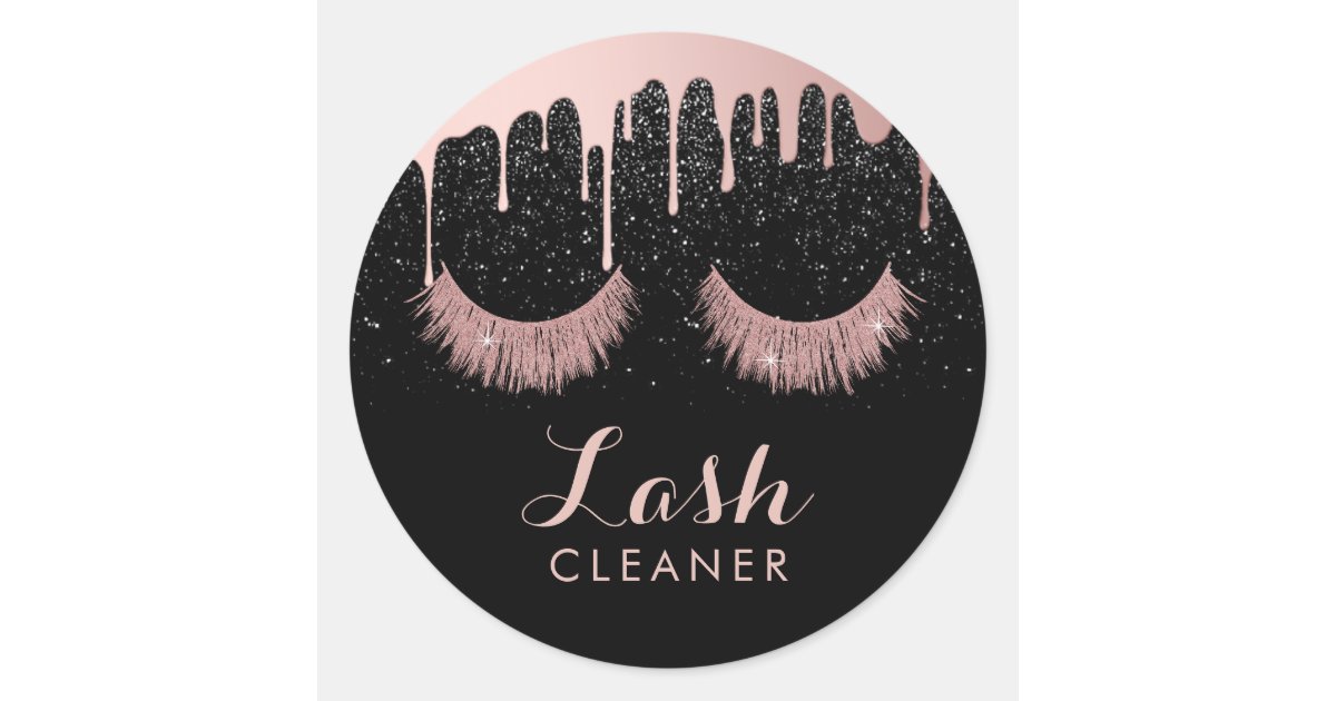 Lashes Cleaner Modern Rose Gold Dripping eyelash Classic Round Sticker | Zazzle.com