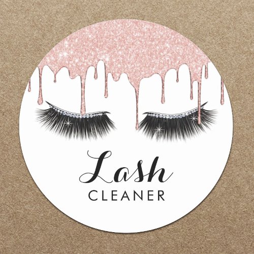 Lashes Cleaner Modern Rose Gold Drips Glam Eyelash Classic Round Sticker