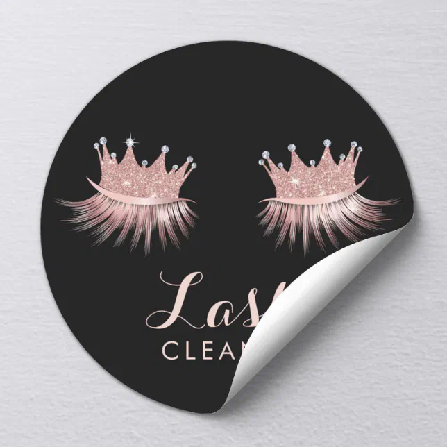 Lashes Cleaner Rose Gold Crown Eyelash Diva Classic Round Sticker Zazzle 2719