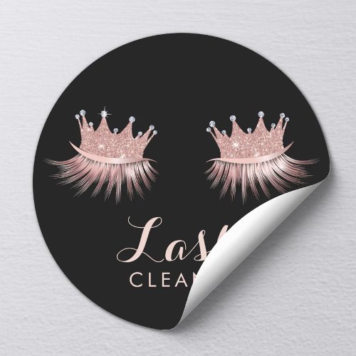 Lashes Cleaner Rose Gold Crown Eyelash Diva Classic Round Sticker