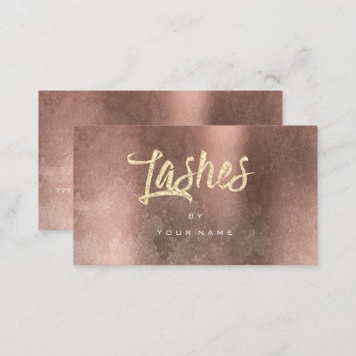 Lashes Copper Grungy Faux Glitter Typograph Makeup Business Card