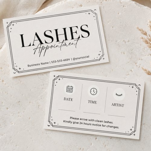 Lashes Cream Minimalist Appointment Celestial Business Card