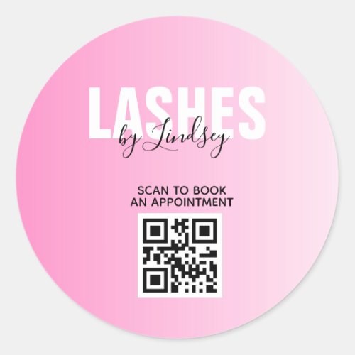 Lashes Custom Beauty Salon QR Code Business Classic Round Sticker