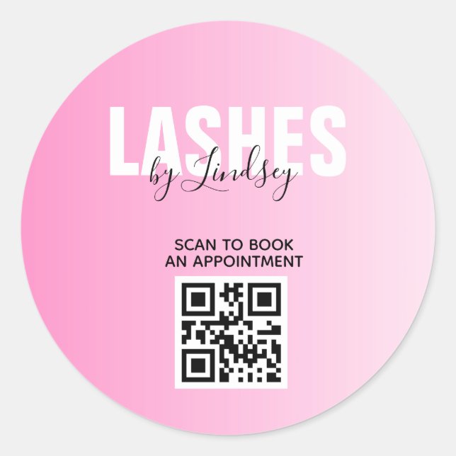 Lashes Custom Beauty Salon QR Code Business Classic Round Sticker (Front)