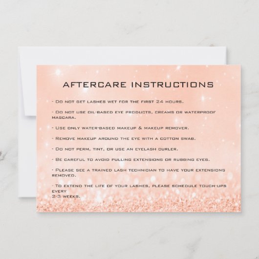 Lashes Extension Aftercare Instruction Peach Gold (Back)