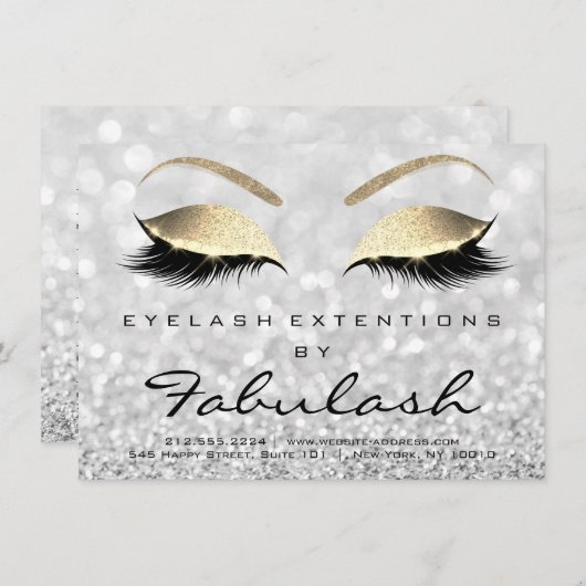 Lashes Extension Aftercare Instruction Silver Gold (Front/Back)