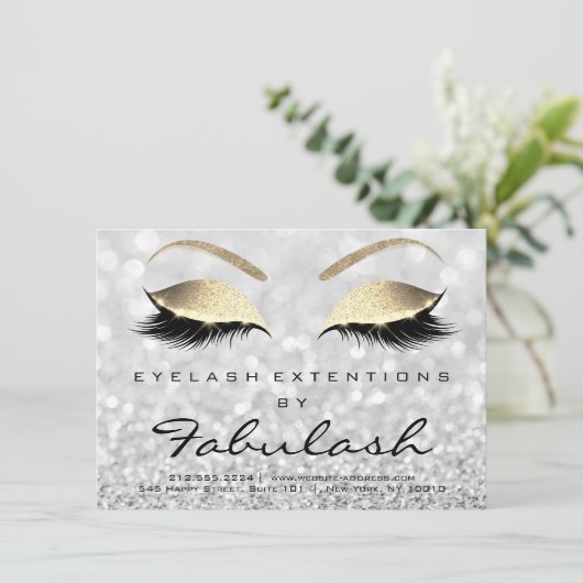 Lashes Extension Aftercare Instruction Silver Gold (Standing Front)