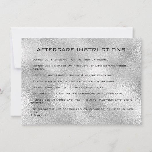 Lashes Extension Aftercare Instruction Silver Gray (Back)