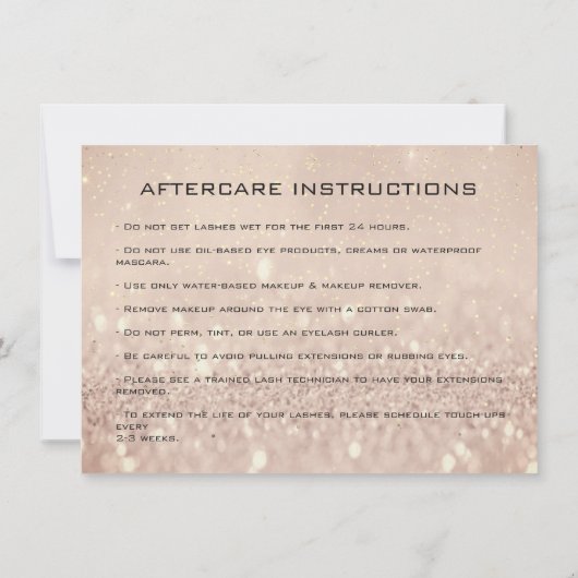 Lashes Extension Aftercare Instruction Skinny Gold (Back)