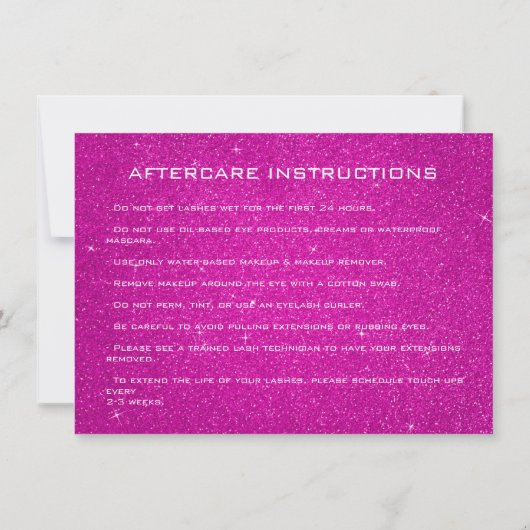 Lashes Extension Aftercare Instruction Vivid Pink (Back)