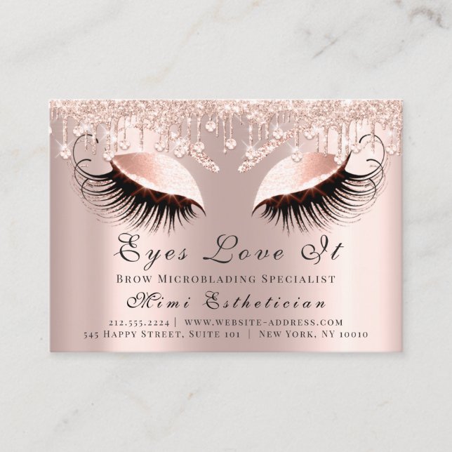 Lashes Extension Aftercare Instructions Drips Rose Appointment Card (Front)