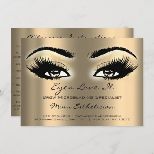 Lashes Extension Aftercare Instructions Gold Sepia Invitation
