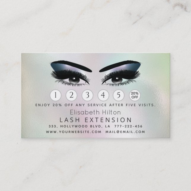Lashes Extension Aftercare Instructions holopgraph Business Card (Front)
